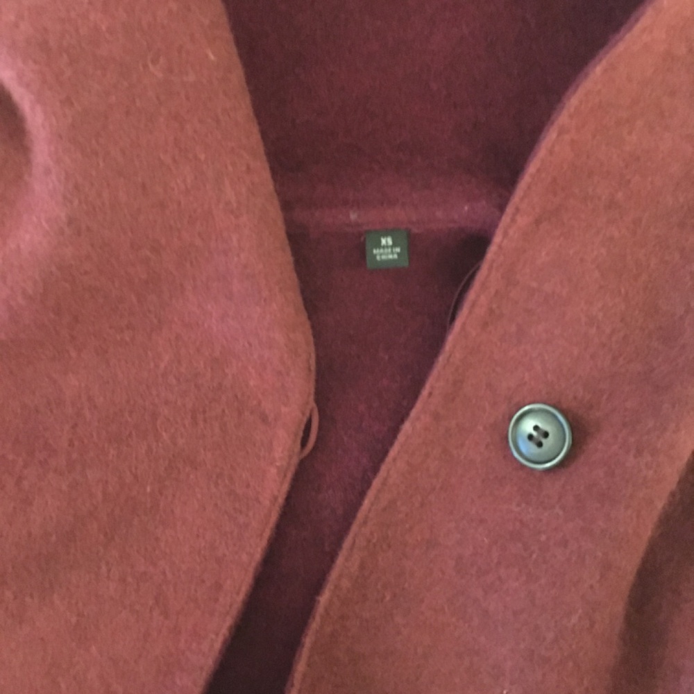 Uniqlo double faced wool blend coat with hood - maroon - oversized XS - Picture 15 of 15